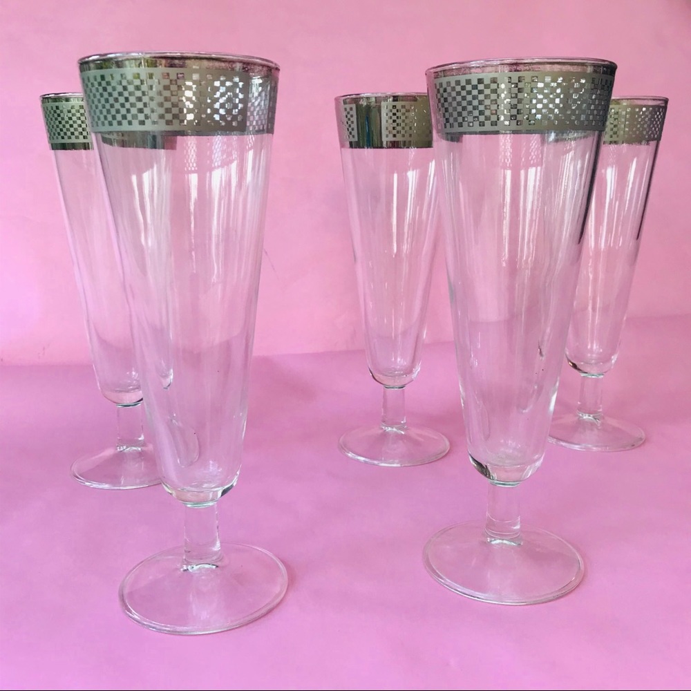 Vintage glass/silver champagne goblets